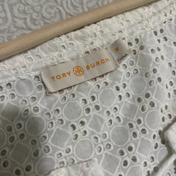 Tory Burch Soraya White Eyelet Tunic Cover Up Drawstring Resort Beach Top - Picture 9 of 11